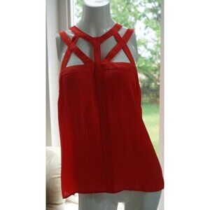 BCBG poppy red viscose top Small